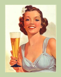 Have a Beer Girl  (pin up style) 1940s