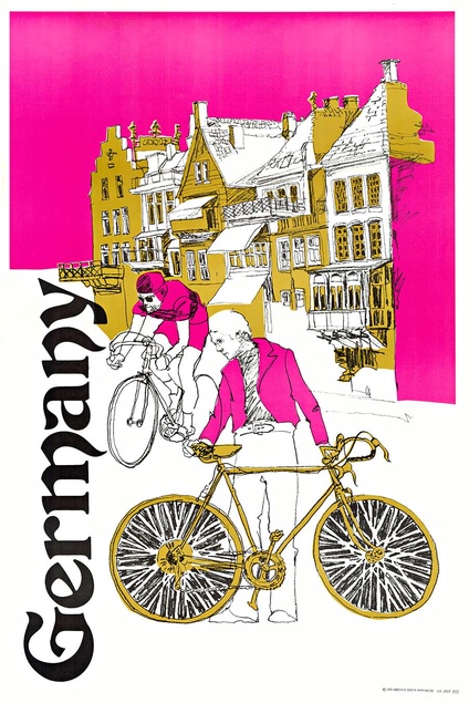 Germany travel  by Bicycle - serigraph