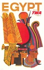 Egypt Fly TWA 3 Pharaohs travel poster