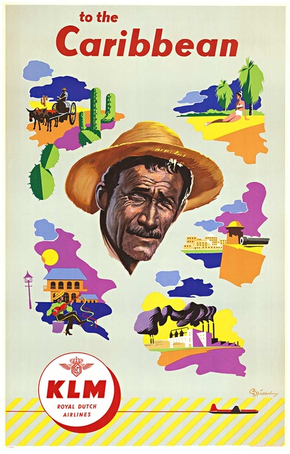 KLM to the Caribbean travel poster