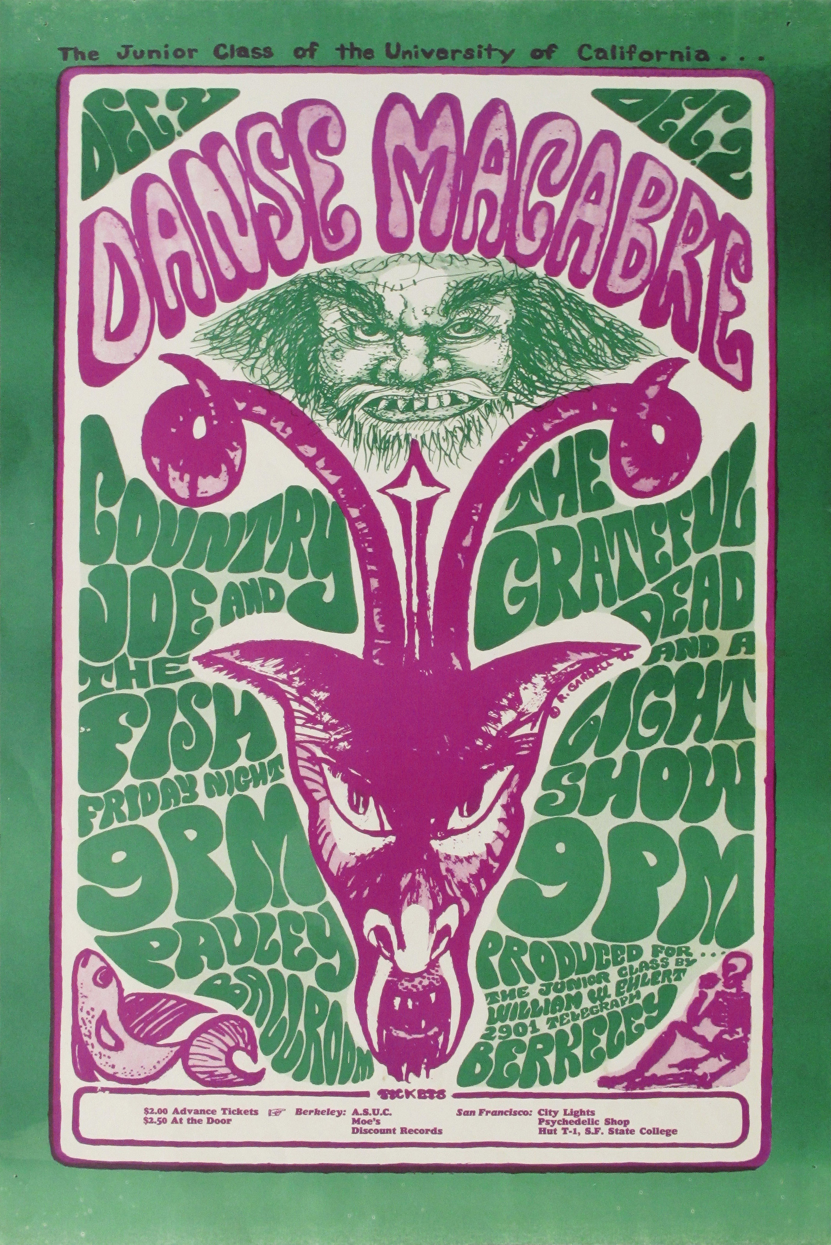 Danse Macabre With The Grateful Dead and Country Joe And The Fish Concert Poster