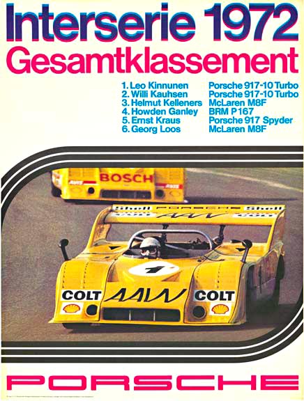 Interserie 1972 Gesamtklassement Porsche