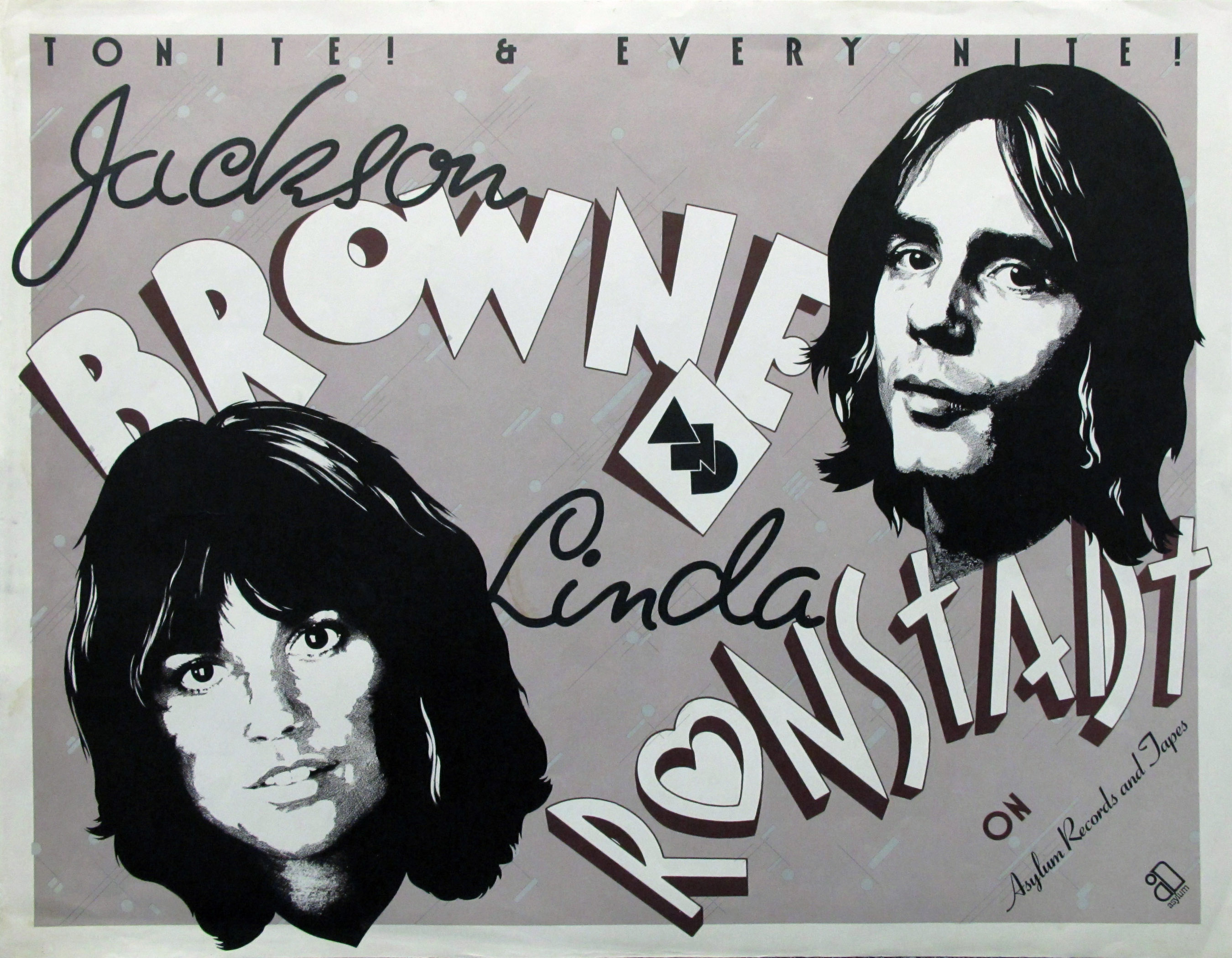 Jackson Browne And Linda Ronstadt Original Promotional Poster